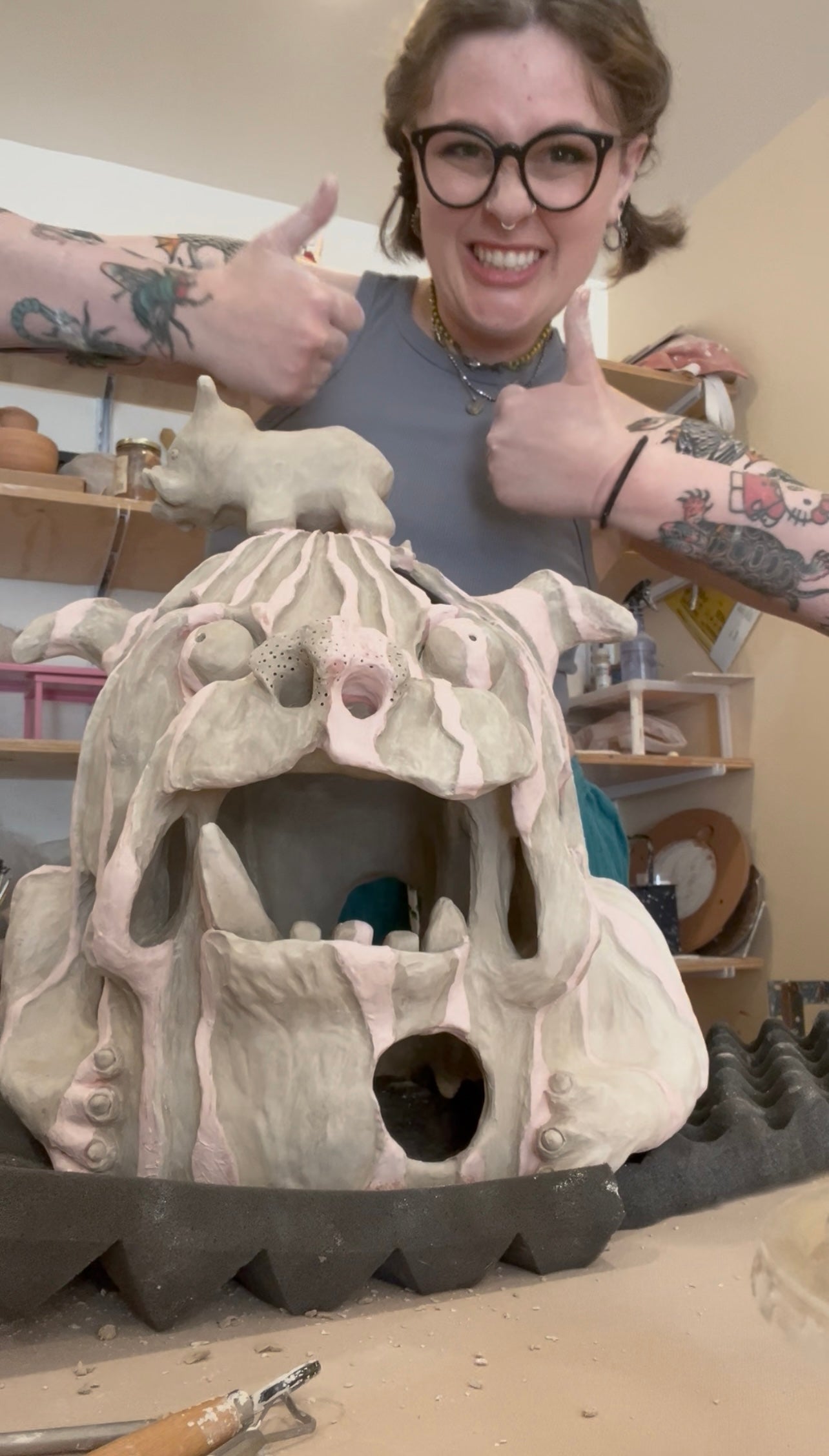 I love turning mud into creatures that take on a presence of their own and make people giggle.&nbsp;